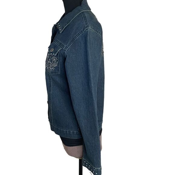 DANIEL Jeans Denim Jacket Blingy Embroidered Embelished Size M - Picture 11 of 15